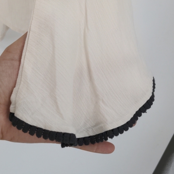 Chic Cream Blouse with Black Lace by Love Tree - Picture 4 of 5